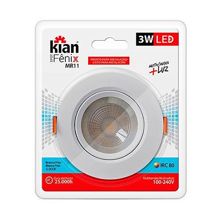 Spot Embutir 3W LED 6000K Redondo KIAN