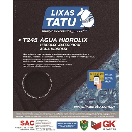 Lixa D'agua TATU 320 Hidrolix 50 Peças T24503200050