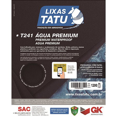 Lixa D'agua TATU 1200 Hidrolix 50 Peças T2411200050