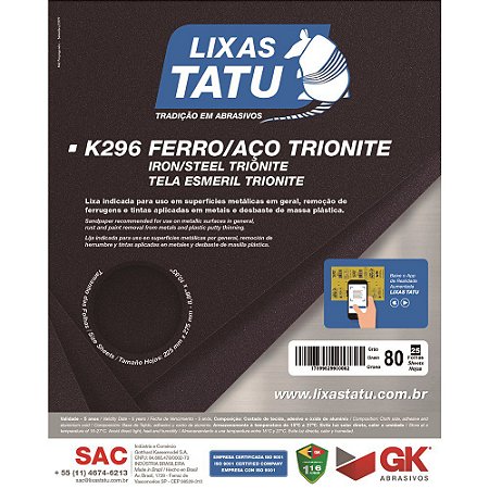 Lixa Ferro 80 Trionite TATU K29600800050 50pçs
