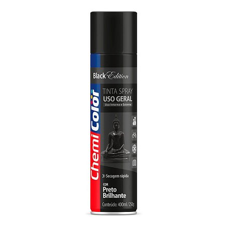 Tinta Spray CHEMICOLOR Preto Brilhante 400ML