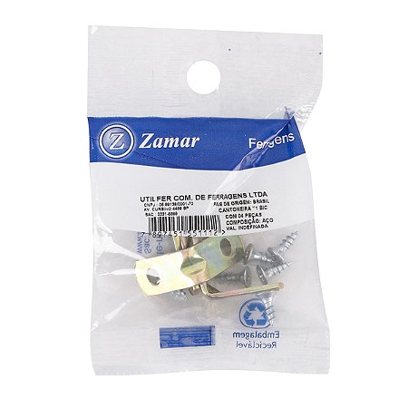 Cantoneira P/Móveis Tipo "L" Bicromatizada 1" ZAMAR 7897451551112 4Pçs