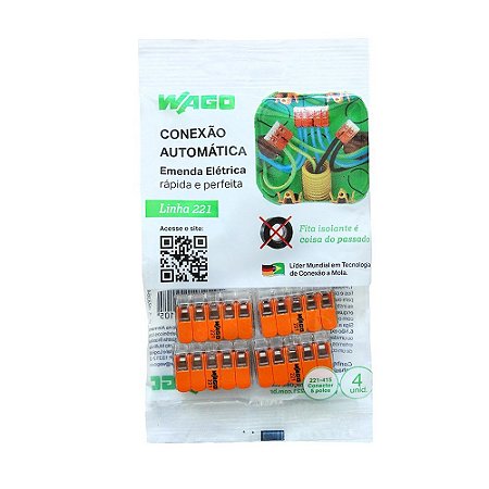 Conector Emenda WAGO Flow 5 Polos 4mm 415 4Peças