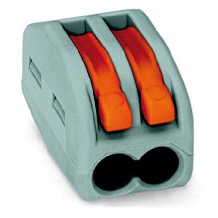 Conector de Emenda 2 Polos Cinza p/ Cabos 0,08 A 4,0mm WAGO 222-412 50Peças
