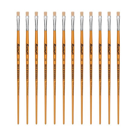 Pincel p/ Artesanato Ponta Chata Nº8 ROMA 615 08 12Peças
