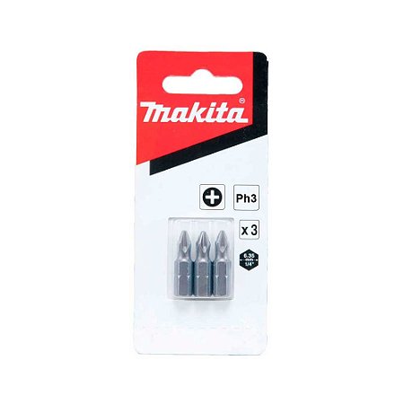 Ponteira Bits Phillips Ph3 x 25mm Curta c/ 3 Peças MAKITA B-23472