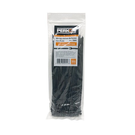 Abraçadeira Nylon Preta 3,5 x 250mm 100Peças PERKON 1285