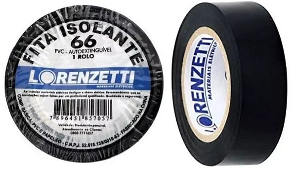 Fita Isolante Preta 19mmx10m Lorenzetti 6 Rolos- OUTLET