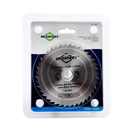 Serra Circular 4.3/8"x40Dx20mm Aço Carbono BRASFORT 8659