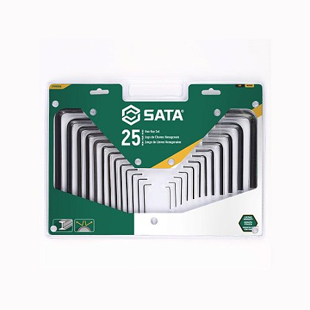 Jogo De Chave Allen(Hexagonal)3/8 a 3/64" 0,7 'a 10,0mm SATA ST09120SJ - 25Pçs