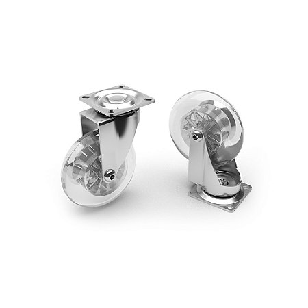 Rodizio Gel (Silicone) Chapa Reta Giratoria S/Trava 50mm JOMARCA 2179