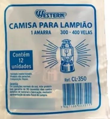 Camisa Para Lampião 300-400 Velas 12 Peças WESTERN CL-350