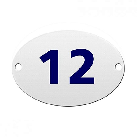 Numero Oval "12" Chapa Esmaltado CAIADO Kit c/10Pçs