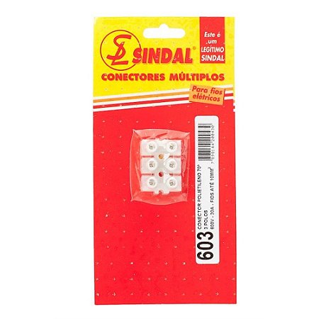 Conector Barra Polietileno 3 polos 10/603 Cartelado SINDAL SKI.0603.PE.B