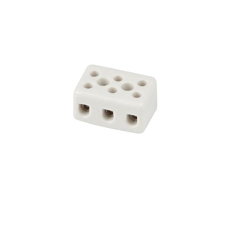 Conector Porcelana 3 Bornes 6mm² 600V  25A 350 C° SINDAL 000.3103.PR.B - 12Pçs