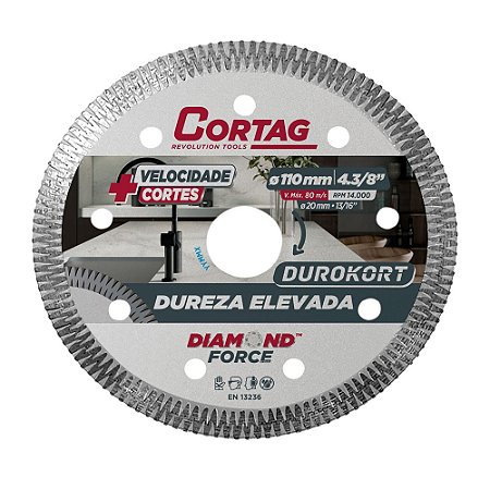 Disco Diamantado Durokort 110 mm Turbo Segmentado Seco CORTAG 60668