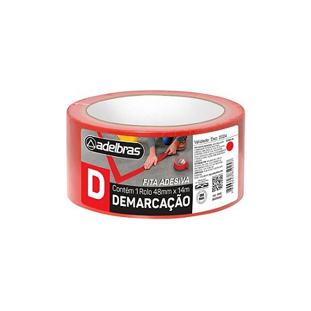 Fita Adesiva Demarcação de Solo 910 48mmx14mt Vermelho ADELBRAS 803050007