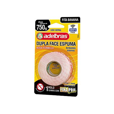Dupla Face Espuma "Fixa Pro" 941 12mmx2mt Blister ADELBRAS 0816000001