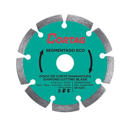 Disco Diamantado Segmentado Eco 110 mm Agua/Seco CORTAG 61699