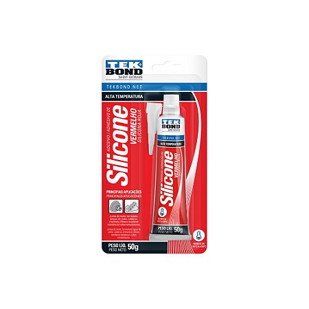 Cola Silicone Alta Temperatura Verm. 50g Blister TEKBOND 69957321910