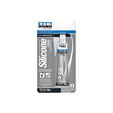Cola Silicone Alta Temperatura Cinza 50g Blister TEKBOND 69957321912
