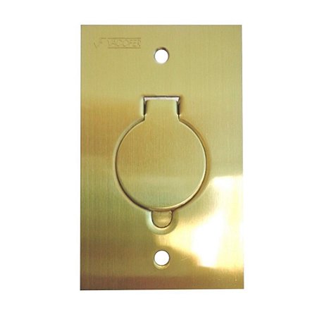 Placa Piso Latão 4x2" Tomada Universal com 1 Tampa Unha STAMPLAC PL42TU