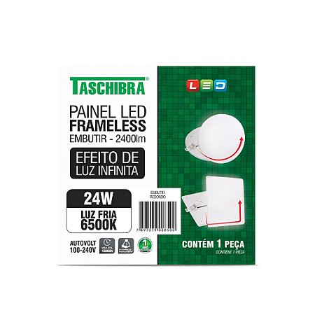 Luminária Led Plafon Frameless Borda Infinita Embutir Redondo 24W 6500K 16,5cm TASCHIBRA 15140107