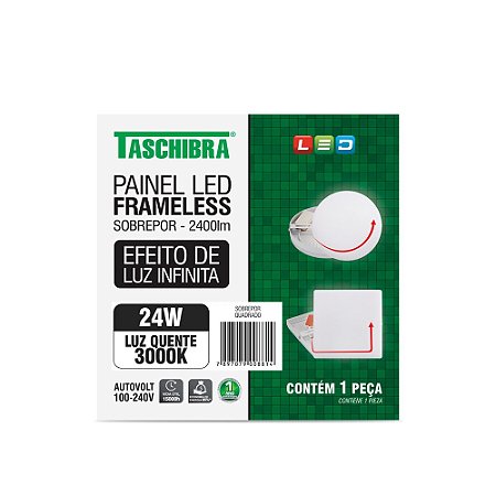 Luminária Led Plafon Frameless Borda Infinita Externo Quadrado 24W 3000K 17cm TASCHIBRA 15140138
