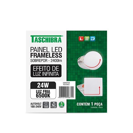 Luminária Led Plafon Frameless Borda Infinita Externo Redondo 24W 6500K 17cm TASCHIBRA 15140128