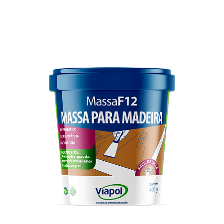 Massa F12 Calafetar Correção Madeira 400g Branca VIAPOL V0210681
