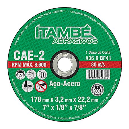 Disco de Corte p/ Ferro 7x1/8x7/8" 2telas ITAMBE