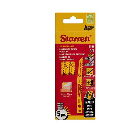 Lâmina de Serra Tico-Tico STARRETT Bimetal para Madeira - BS38 (5 peças)