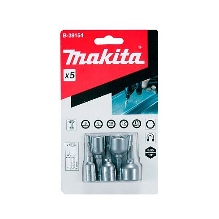 Soquete Magnético MAKITA 6/8/10/12/13 mm x 50 mm com 5 Peças – Código B-39154
