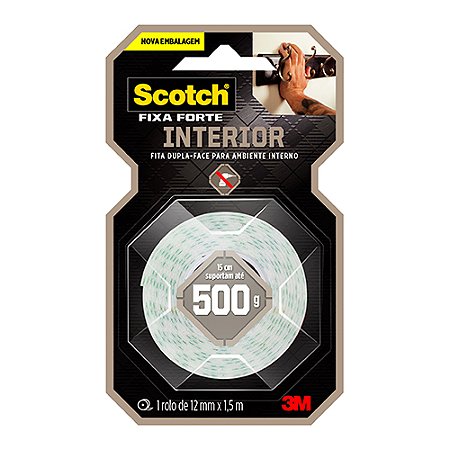Fita Dupla Face Espuma Fixa Forte 12mm x 1,5m Scotch 3M HB004750178