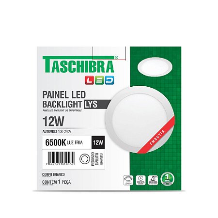 Luminária LED Plafon TASCHIBRA Lys Embutir Redondo 12W 6500K – 16,5 cm (Ref. 15140184)