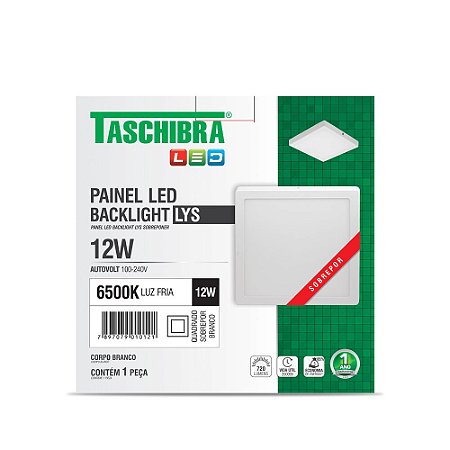 Luminária LED Plafon TASCHIBRA Lys Externo Quadrado 12W 6500K – 17 cm