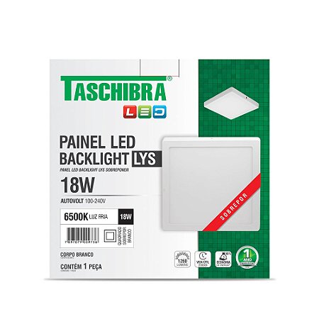 Luminária LED Plafon TASCHIBRA Lys Externo Quadrado 18W 6500K – 22 cm