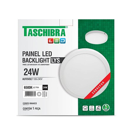 Luminária LED Plafon TASCHIBRA Lys Externo Redondo 24W 6500K – 30 cm