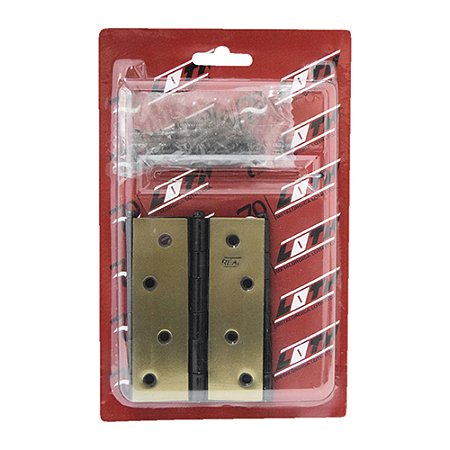 Dobradiça REAL 3542 4" Ferro Latonado Oxidado (FLO) – Blister com 3 Peças