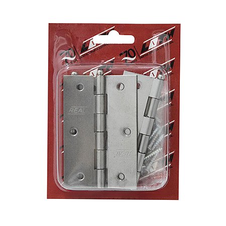 Dobradiça REAL 13536 3.1/2" Aço Polida – Blister com 3 Peças
