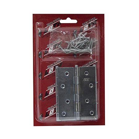 Dobradiça REAL 43542 4" Aço Zincada – Blister com 3 Peças