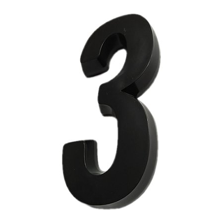 Número 3D PVC "3" Preto 13cm DEPLASTI