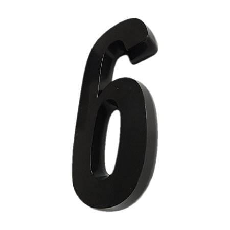 Número 3D PVC "6" Preto 13cm DEPLASTI