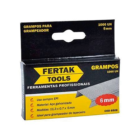 Grampo para Grampeador Fertak 06 mm – C/1000 (10 Caixas)