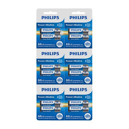 Pilha Alcalina Philips AA – Blister com 12 Unidades