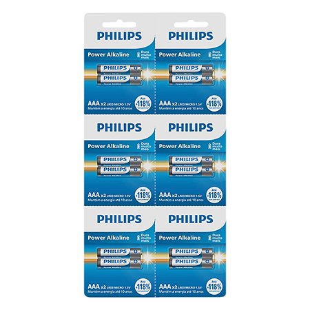 Pilha Alcalina Philips AAA (Palito) – Blister com 12 Unidades