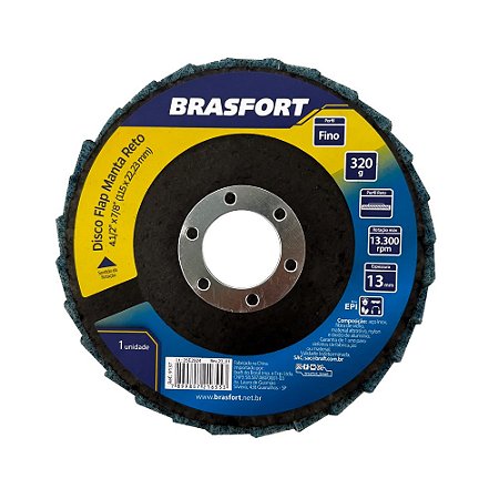 Disco Flap Manta Abrasiva Reto 320G Fina BRASFORT 9137 - 10 Peças
