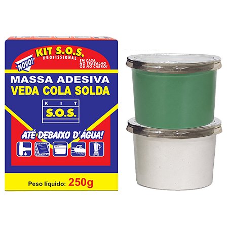 Adesivo Epóxi Massa Kit SOS Secagem Normal Subaquática 250g 3623