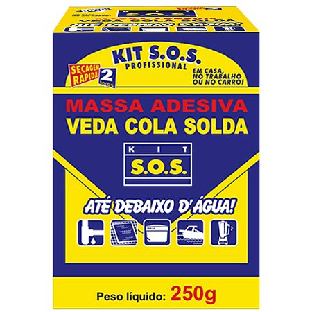 Adesivo Epóxi Massa Kit SOS Secagem Rapida Subaquática 250g 3619