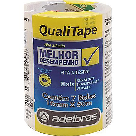 Fita Adesiva Durex ADELBRAS 18MM x 50M – Pacote c/ 7 Rolos